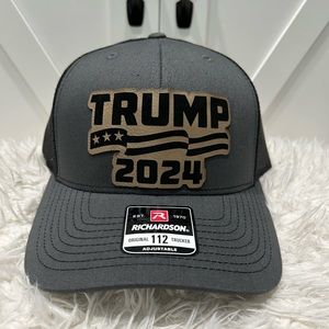 TRUMP 2024. Laser engraved, Richardson 112 trucker hat.